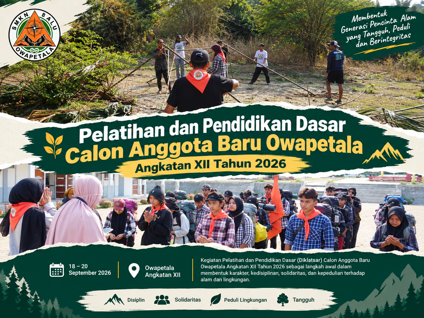 Pelatihan dan Pendidikan Dasar Calon Anggota Baru Owapetala Angkatan XII Tahun 2026