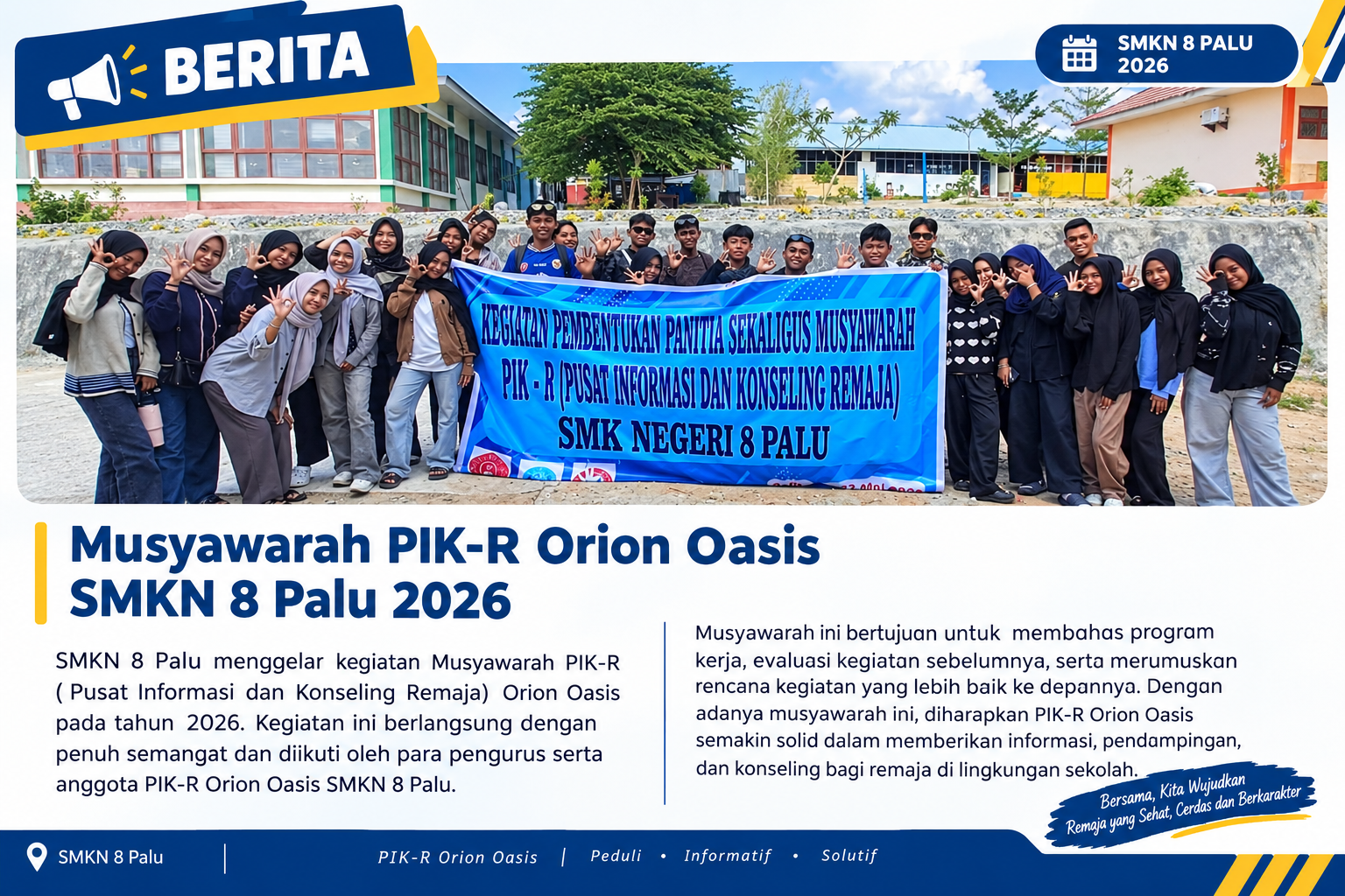 Musyawarah PIK-R Orion Oasis SMKN 8 Palu Tahun 2026, Perkuat Kebersamaan dan Program Kerja Organisasi